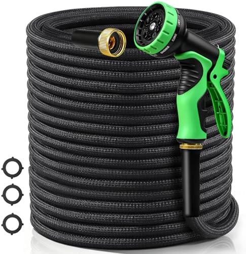 75FT Garden Hose Non-Expanding Flexible Water Hose With Sprayer Nozzle Lightweight Portable High Pressure Kink Resistant & Leakproof Durable Black Pipe For Garden Yard Lawn by Zeepair