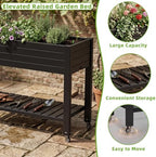 Large Elevated Raised Garden Bed with Legs,Outdoor Planter Box with Storage Shelf Drain Plug Water & Monitor for Backyard,Patio,Balcony(Black - Image 4