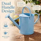 1 Gallon Metal Watering Can for Indoor Outdoor Plants, Sky Blue - Image 5