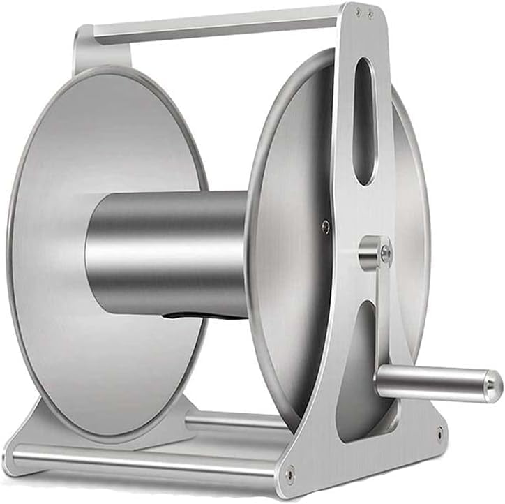 Stainless Steel Retractable Hose Reels Holders, Garden Hose Holders Storage Heavy Duty Durable Holds 131 Feet 1/2 Inch Suitable for Washing Cars Watering Flowers by Unknown