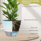 4-Piece Planter Set, 12/10/9/8-inch Self-Watering Pots with Drainage Holes, Deep Trays, Water Level Indicators, Suitable for Plants (12/10/9/8-inch, White Gradient Design) - Image 3