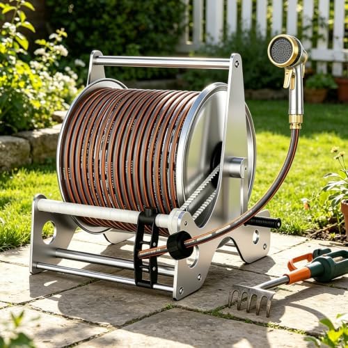 Stainless Steel Wall Mounted Floor Standing Hose Reel B-40mHose by Unknown