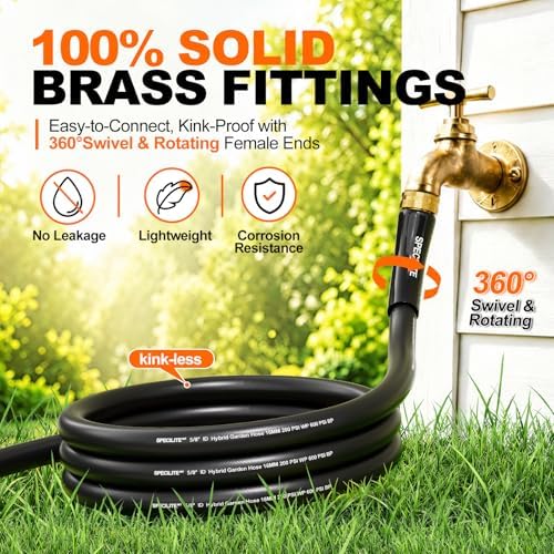 SPECILITE Garden Water Hose 75 ft x 5/8 in, 2-in-1 for Reel, RV, Yard - Image 6