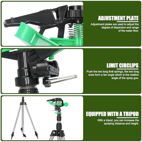 360 Degree Automatic Rotating Garden Water Impact Sprinkler G1/2, with Adjustable Tripod, Large Coverage Area, Auto Irrigation System for Plants Lawn Sprinkler - Image 3
