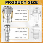 4 Set 1 Inch Camlock Fittings Type C&E - Image 2