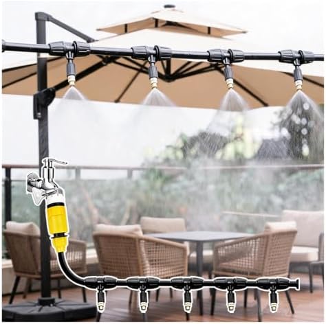 Adjustable Outdoor Misting Cooling System Kit - Portable High-Pressure Mist Sprayer for Patios, Gardens, and Pools - Summer Heat Relief, Easy Installation, Energy Efficient,20m (66ft) by Unknown