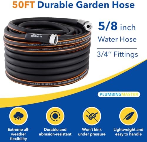 50FT Garden Hose, 5/8" Lightweight Flexible Water Hose with 3/4" Fittings - Image 2