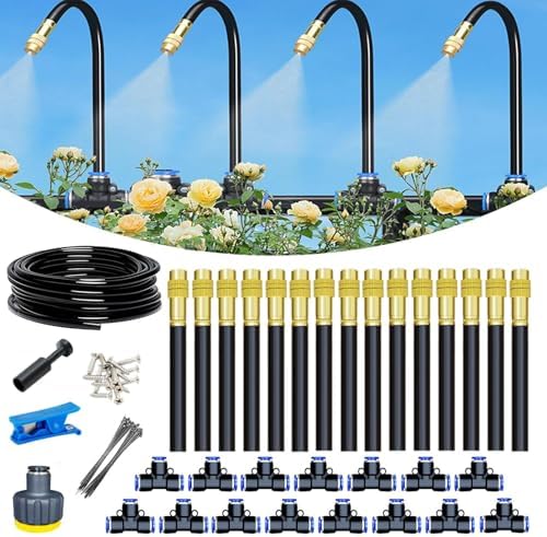 360 Curved Garden Automatic Irrigation System, Bendable Drip Irrigation Kit Automatic Irrigation System for Garden, Adjustable Bendable Nozzle Copper Sprayer, for Garden, Yard, Lawn (49.2 FT Set) by LEVDRO