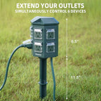 Flexora Outdoor Power Strip with 24-Hour Mechanical Timer, 100 FT Extension Cord Waterproof, 6 Grounded Outlets for Graden and Yard Decorations, ETL Listed - Image 3