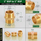 Hose Connector 6pcs Brass Pipe Hex Nipple Fitting 1/8" 1/4" 3/8" 1/2" 3/4" 1" BSP Male Thread Quick Adapter Coupler Connector for Garden Fitting(1 to 1) - Image 2