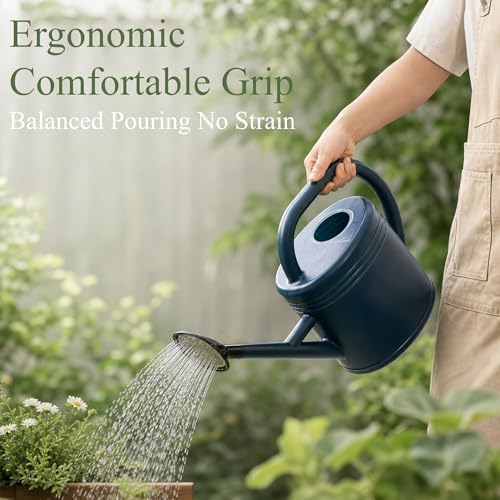 AUNMAS 8L Watering Can Large Capacity Long Spout Thickened Plastic for Home Garden Use with Precise Watering Minimal Drips Sturdy Reinforced Body Even Water Blue - Image 6