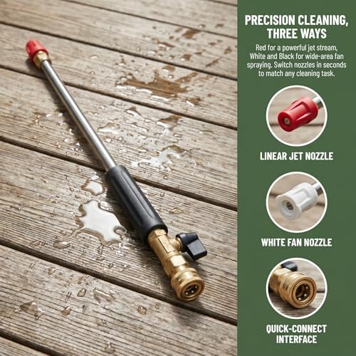 Jet Nozzle Power Washer for Garden Hose,2026 Upgraded 2-In-1 High Pressure Wand with 3 Adjustable Nozzles and Quick Connectors with Three Spray Modes,for Car Washing Garden Outdoor Cleaning (2Colors) - Image 2