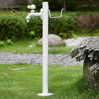 Outdoor 304 Stainless Steel Cylindrical Vertical Garden Water Column, Decorative Yard Hydrant Water Feature Fountain, Freestanding Garden Hose Holder with Full Copper Faucet,for Irrigation and Water by Unknown