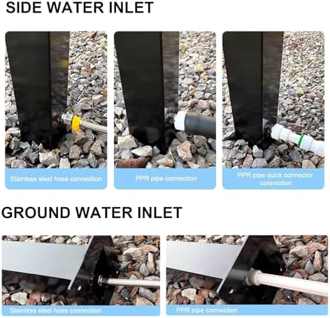 Floor Mounted Faucet Outdoor Water Pipe Vertical Fountain Irrigation Column,Frost Free Outdoor Faucet with Garden Hose Extender, Freestanding Stainless Steel Spigot & Removable Hose Reel Sta - Image 4