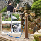 Outdoor Retro Post Faucet Freestanding Garden Hose Holder with Faucet & Spray Gun, Floor Mounted Water Tap Anti-Freezing Faucet Post for Garde(85cm/33.5in) - Image 5