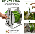 Stainless Steel Hose Reel Cart, 164ft Wall Mount, Crank - Image 5