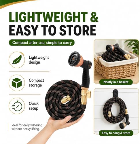 Flexible Garden Hose 100ft,Ultra Lightweight Water Hoses,Leak-Proof,Sturdy - Image 4