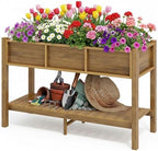 DWVO 48x18x30in Raised Garden Bed HDPE, Poly Wood Planter Box Stand,Weather-Resistant Planter Box with Legs, Elevated Garden Bed for Backyard, Patio, Balcony,Brown by DWVO