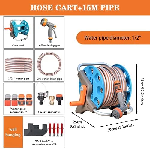 Hose Reel Cart Garden Hose Reels for Outside Retractable Multifunctional Wall Mounted Hose Cart, Garden Hosemobile with Water Gun, Car Wash Tool Set, Pipe Storage Rack (Color : A, Size : Hose Cart+1 - Image 6