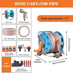 Hose Reel Cart Garden Hose Reels for Outside Retractable Multifunctional Wall Mounted Hose Cart, Garden Hosemobile with Water Gun, Car Wash Tool Set, Pipe Storage Rack (Color : A, Size : Hose Cart+1 - Image 6