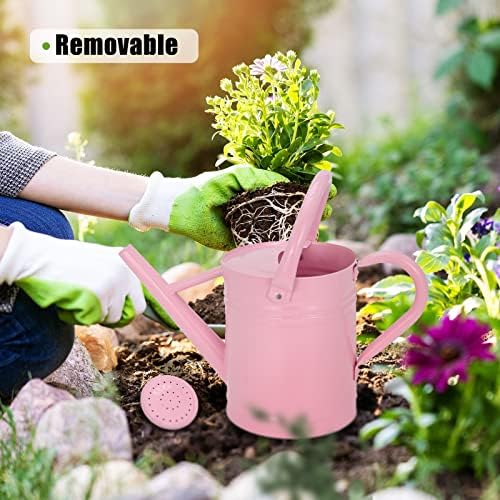 Metal Watering Can (1 Gallon) for Outdoor&Indoor Plants with Free Small Watering can for Kids, Plant Watering Can with Removable spout, Perfect for Garden Flower, Houseplants, Pink - Image 3
