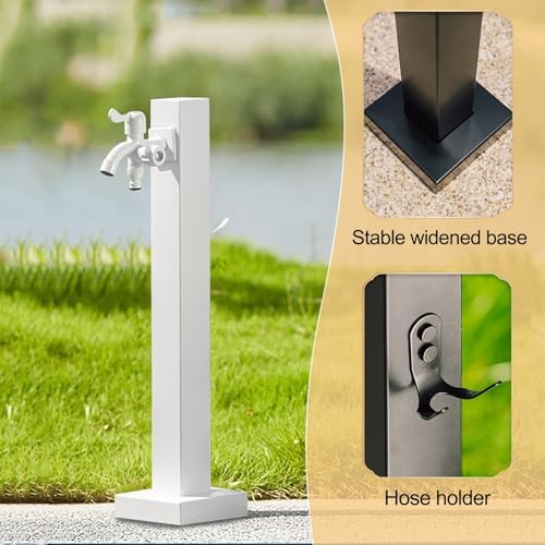 Stainless Steel Freestanding Garden Hose Stand with Faucet - Decorative Outdoor Water Column Fountain Dispenser Hydrant, 60cm/23.6in, Black - Perfect for Garden & Patio Use - Image 4