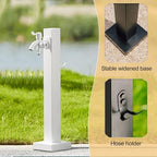 Stainless Steel Freestanding Garden Hose Stand with Faucet - Decorative Outdoor Water Column Fountain Dispenser Hydrant, 60cm/23.6in, Black - Perfect for Garden & Patio Use - Image 4