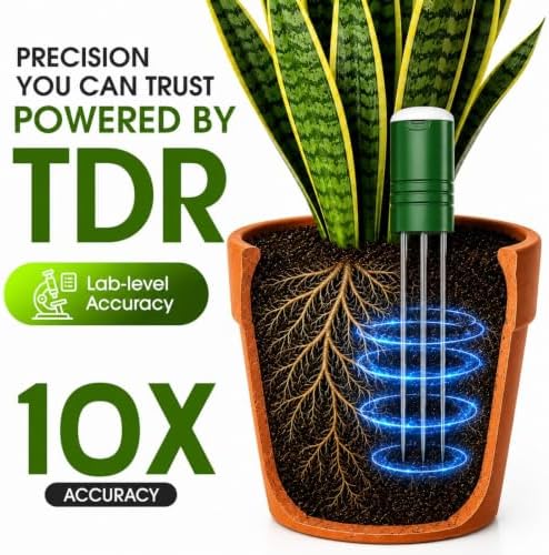 4-in-1 Soil Moisture Meter for Plants ,Soil Temperature /Moisture /Sunlight Time, Large Screen, Garden Soil Tester for Lawn, Farm, Houseplants，Wireless Indoor/Outdoor Plant Water Meter (Dark Black) - Image 5