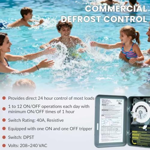 T104 24-Hour Heavy-Duty Mechanical Timer,40A DPST,208-240V Commercial Timer - Image 5