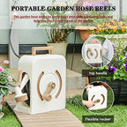 Hose Reel Cart Water Hose Cart Reel Compact Garden Hose Organizer, Portable Retractable Hose Reel, Household Car Wash Tool with Water Gun, for Backyard (Beige Hose Cart+15m Pipe) - Image 2