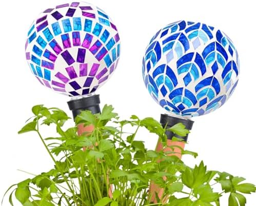 Decorative Mosaic Plant Watering Globes, 2 Pack Automatic Self Watering Spikes with Terracotta Stakes for Indoor Outdoor Garden Plants, Multi - Image 5