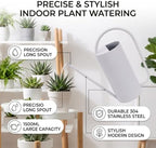 Long Spout Watering Can, 1500ml 304 Stainless Steel (White) - Image 5