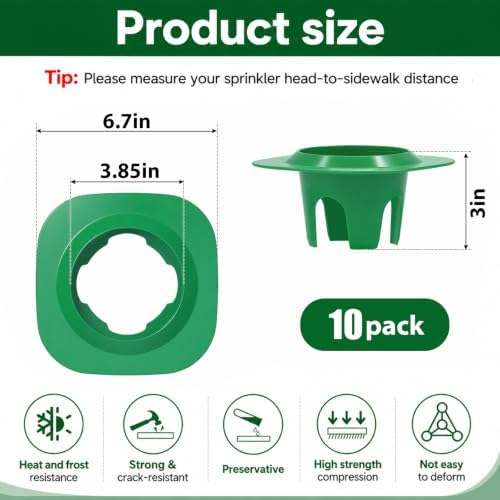 10 Pack Sprinkler Head Protector, Sprinkler Guards for Lawns with 4 Grooves - Image 2