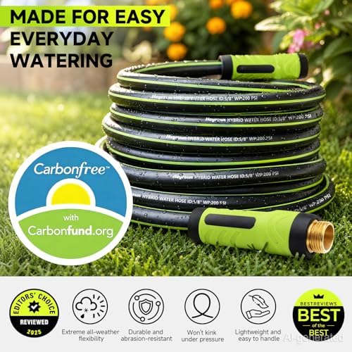 Garden Hose 75ft x 5/8", NON-EXPANDABLE Water Hose Heavy Duty, Flexible, Lightweight, Kink Resistant & Outside Hybrid Hose, Male to Female Fittings - Image 5