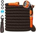 Flexible Garden Hose 50 Ft, Ultra Lightweight Water Hoses w/10 Function Sprayer, Non-Kink, All-Weather Hose Pipe,Abrasion Resistant for Yard, Lawn,Car,RV,Boat,Outdoor Gardening (OrangeBlack,50 Ft) by BYDA
