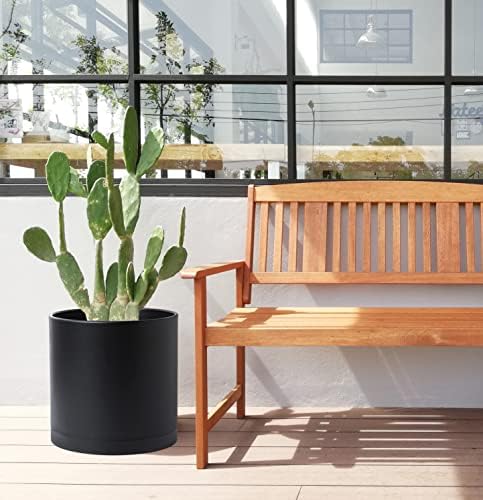 D'vine Dev Plastic Planter Pot with Saucer, 14 in, Black, 74-X-B-4 - Image 5