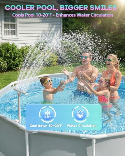 Pool Fountain for Above Ground Pools with 10-Color Lights, 360° Adjustable Water Sprinkler Dual High-Pressure Spray - Image 4