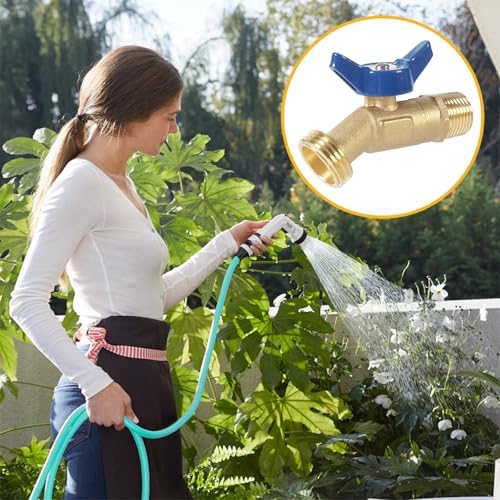 12 Pack Hose Bibb Brass Water Spigot, 1/2" Male NPT Inlet x 3/4" Male GHT Threaded Garden Hose Outlet Connector, 1/4-Turn Sillcock Hose Bibb Valve (1/2" x 3/4", Blue) - Image 7