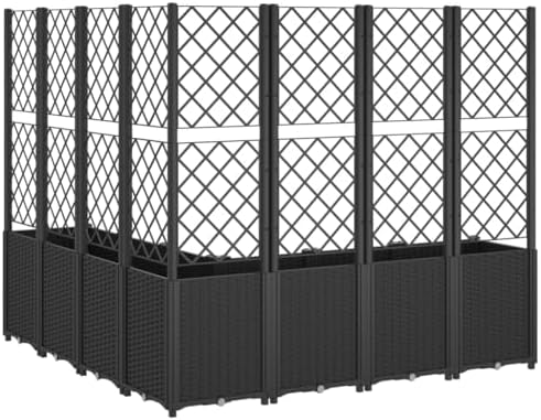 Garden Planter Box with Trellis Modular Outdoor Bed Black - Image 5