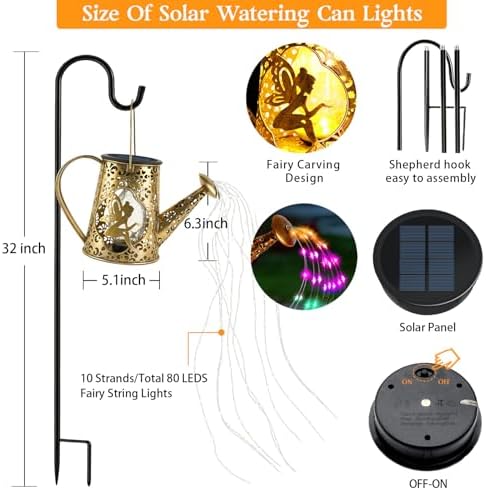 Solar Watering Can Lights, Fairy Gifts for Mothers Day Women Mom Grandma Birthday, Waterproof Outdoor Multicolor Garden Decor Large Hanging Solar Lantern Fairy Lights for Patio Porch Flowerbed Pathway - Image 2
