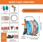 Hose Reel Cart Garden Hose Reels for Outside Retractable Multifunctional Wall Mounted Hose Cart, Garden Hosemobile with Water Gun, Car Wash Tool Set, Pipe Storage Rack (Color : A, Size : Hose Cart+5 - Image 6