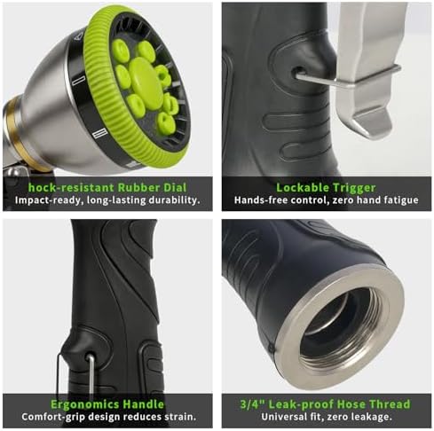 Besiter Garden Hose Nozzle Sprayer, Heavy Duty Metal Water Hose Nozzle - Image 4