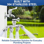 4 Way Garden Hose Splitter, 304 Stainless Steel Outdoor Faucet Splitter with 4 Individual Shut Off Valves, 3/4" GHT High Flow Hose Bib Spigot Connector - Image 3