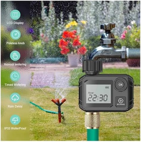 NURII Screen Display Garden Watering Timer, Controller Digital Programmable Faucet Watering Irrigation System (Size : 1 Timer and 1 Head) - Image 4