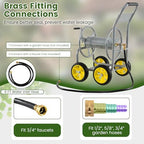 Goplus Garden Hose Reel Cart, 330ft 5/8" or 400ft 1/2" Large Capacity, Heavy-Duty Metal Hose Cart w/4 Wheels, Portable Water Hose Organizer for Outdoor Yard Planting Lawn - Image 6