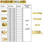 MeiChi 64pcs Brass Pipe Fitting Assortment Kits Hex Head Plug + Reducing NPT Adapter + Reducer Bushing + Hex Nipple + Hex Coupling for 1200 PSI - Image 2