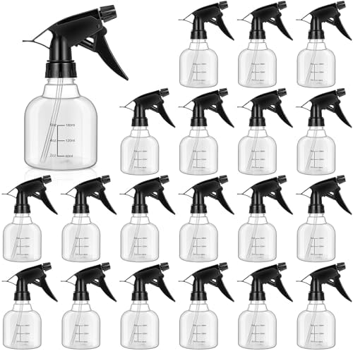 20 Pcs Empty Plastic Spray Bottles 8oz Mini Refillable Spray Bottle with Adjustable Nozzle Black Sprayers Small Spray Bottles with Scale for Cleaning, Hair, Plant, Kitchen by Unknown