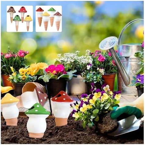 Plant Watering Globes 4pcs Automatic Drip Irrigation System Self Watering Mushroom Spike Greenhouse Garden Auto Water Dripper Device(Color1) - Image 5