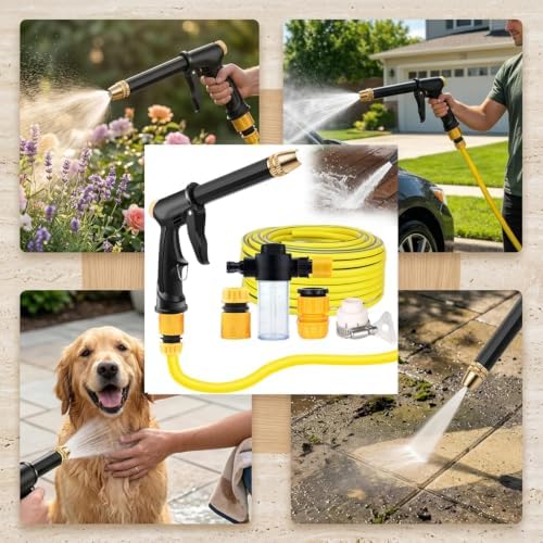 H2 Long Spray Gun With 3 Connectors, Portable High Pressure Water Sprayer For Car Wash, 360° Adjustable Nozzle Multifunctional Garden Hose Pipe Foam Blaster (3) - Image 6