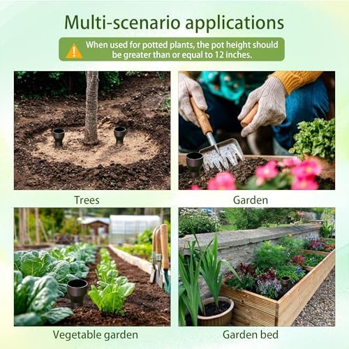 6 Pack Deep Drip Watering Stakes, 12 Inch Large Plant Watering Spikes for Outdoor Plants, UV-Protected PP Plastic Deep Root Irrigation System for Trees, Shrubs, Vegetables and Potted Plants (6, black) - Image 6